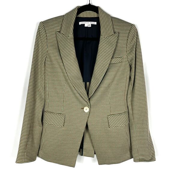 Veronica Beard Zeni Blazer Green Brown Jacket One-Button Long Sleeve Sz 2 - Picture 6 of 14